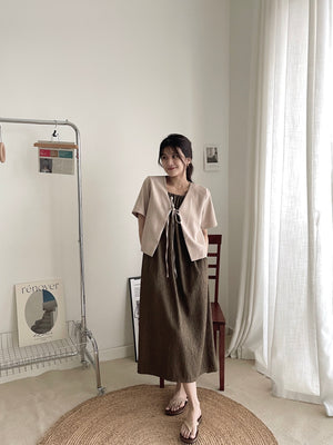 Reine Short Sleeve Outer / 韩式系带开衫外搭