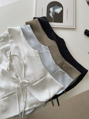 Ribbon Vest Set / 蝴蝶结无袖西装套装