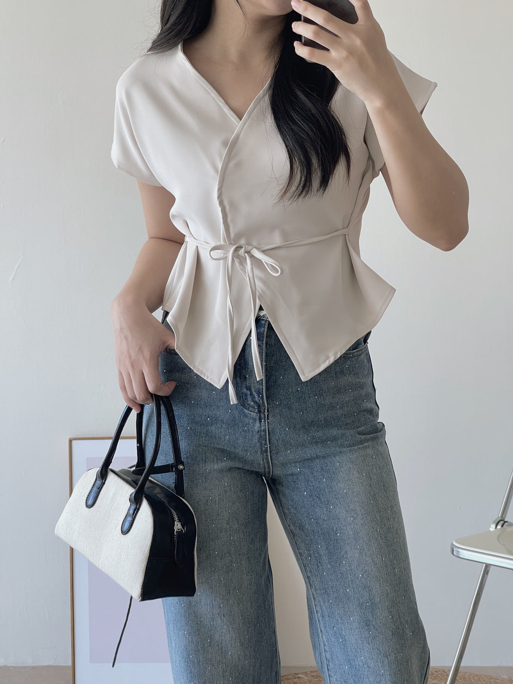 Eliss Kimono Blouse / 小众通勤收腰衬