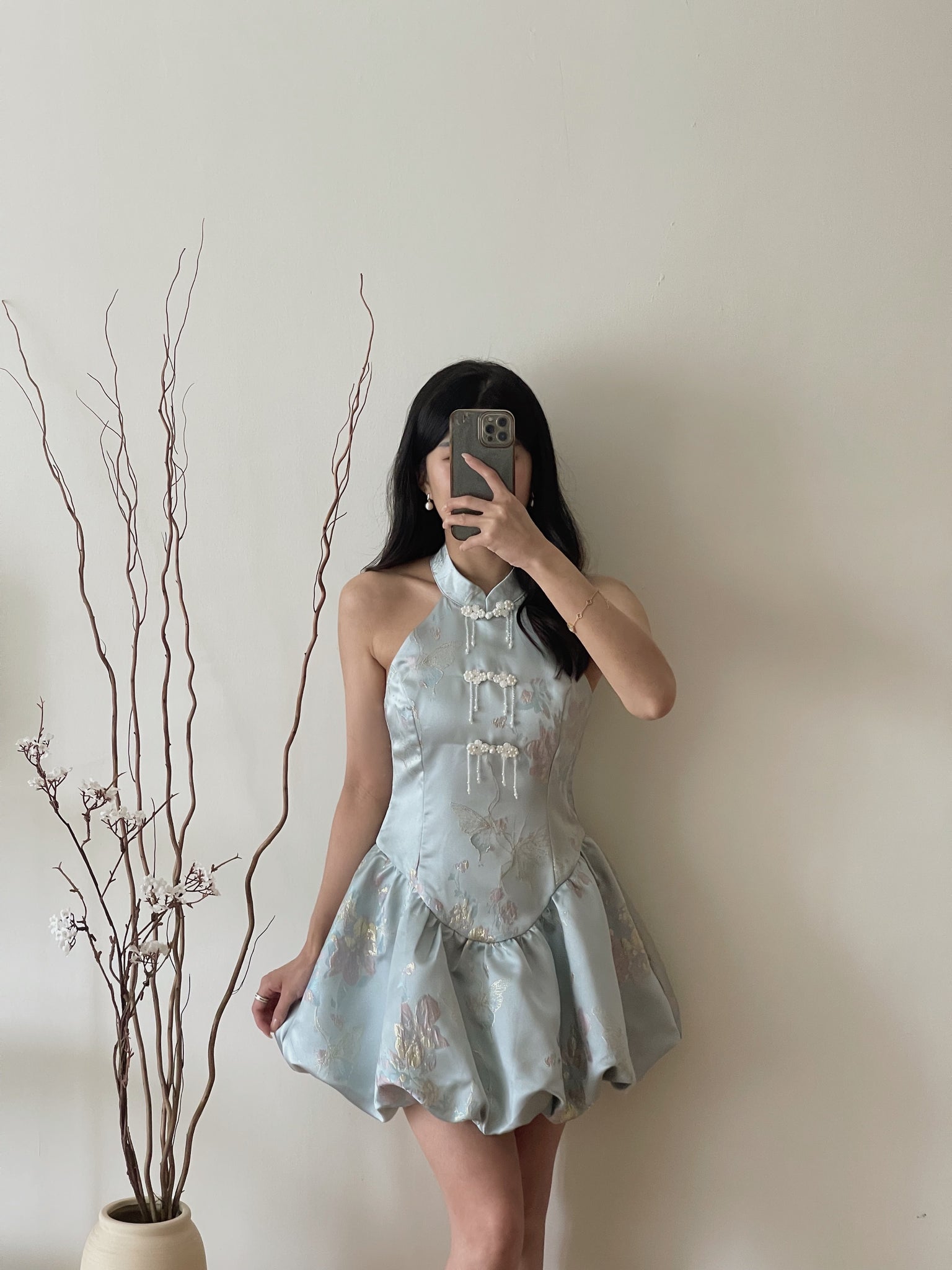 Petal Silhouette Charm Jumpsuit Dress / 【花影娇姿】挂脖花苞连体裙