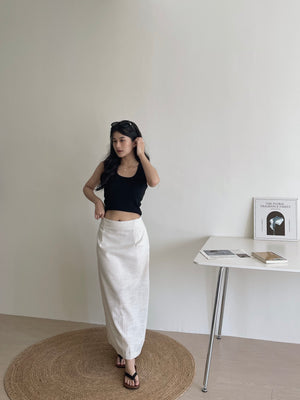 Linen Midi Skirt / 亚麻半身长裙