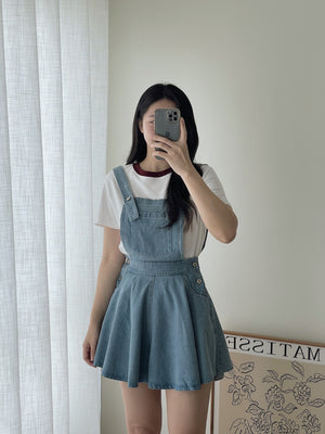 Denim Wide Leg Overall / 减龄阔腿背带裤裙