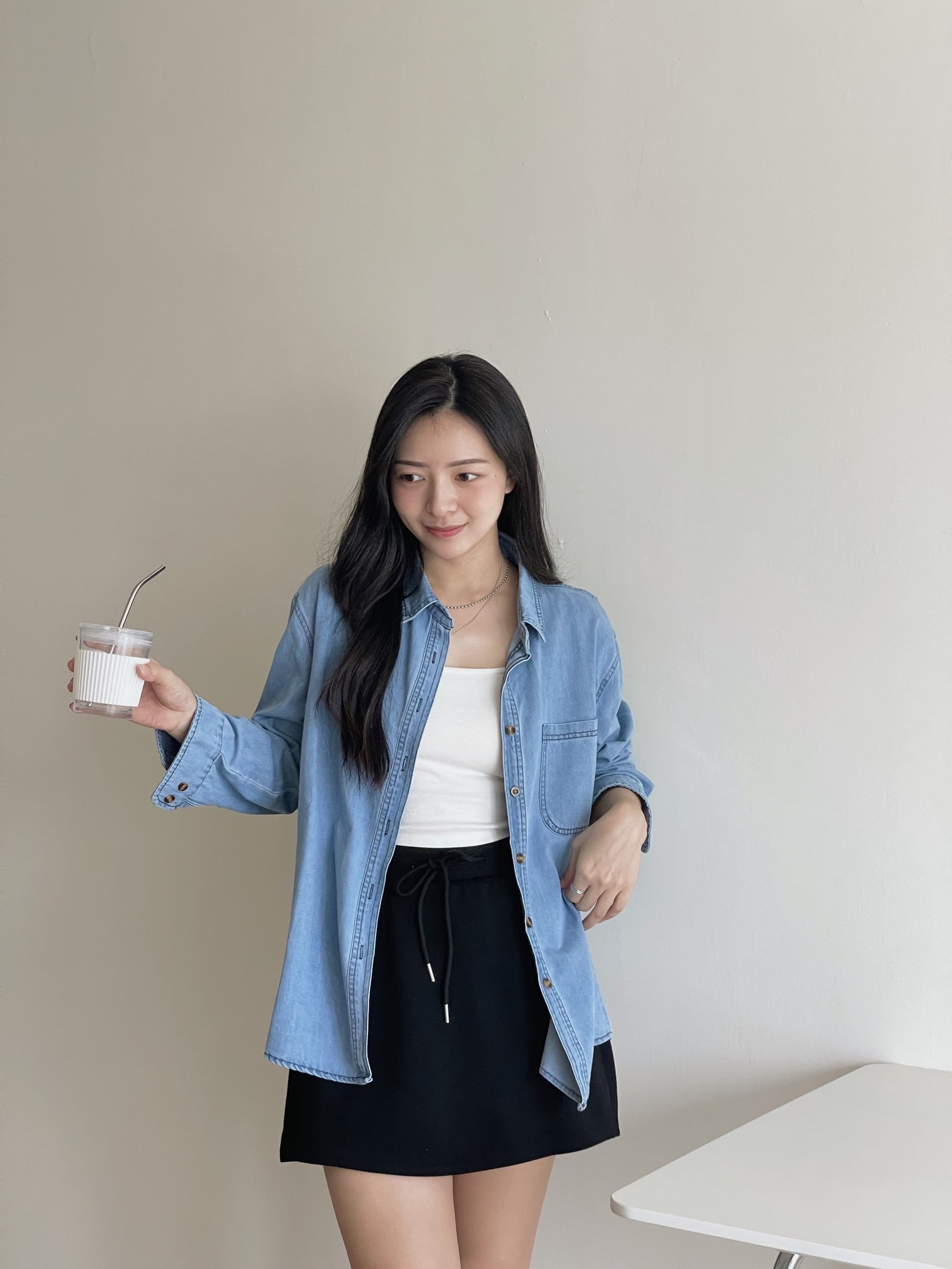 Casual Mini Embroidered Skirt / 休闲卫衣棉短裙