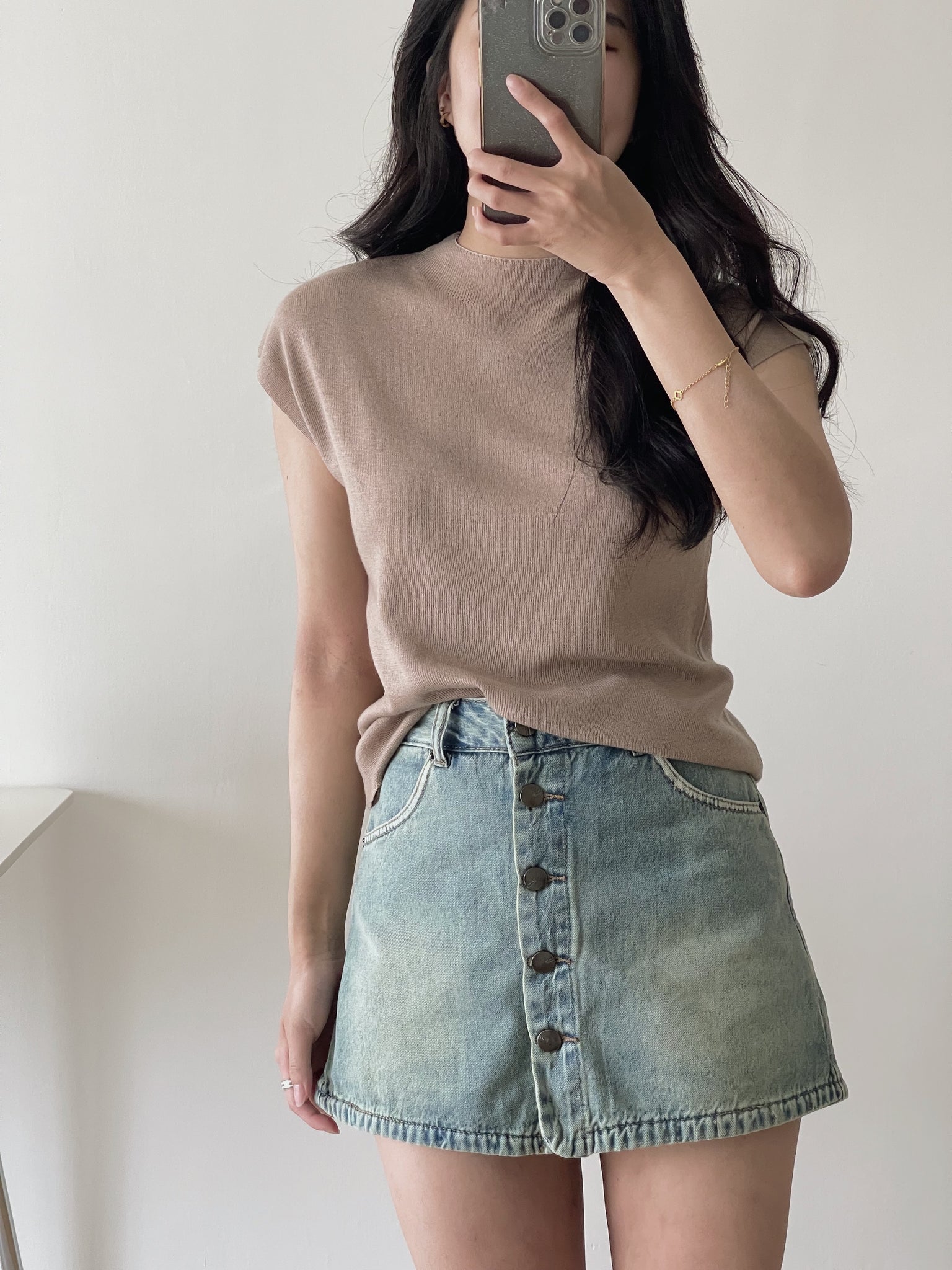 Mock Neck Knit Top / 半高领针织上衣