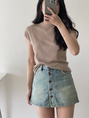 Mock Neck Knit Top / 半高领针织上衣