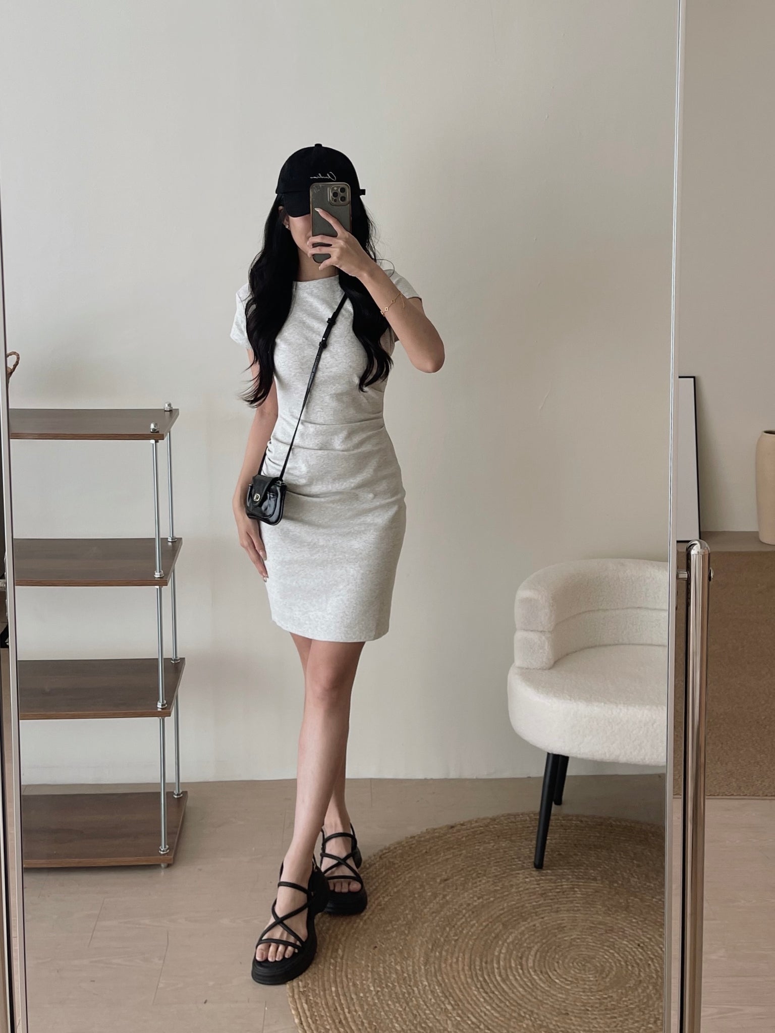 Basic Tall Slim Dress / 捏皱收腰连衣裙加长版