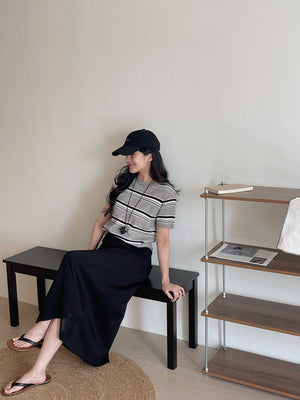 Tie-Waist Aline Midi Skirt / 系带垂坠感宽摆半身裙