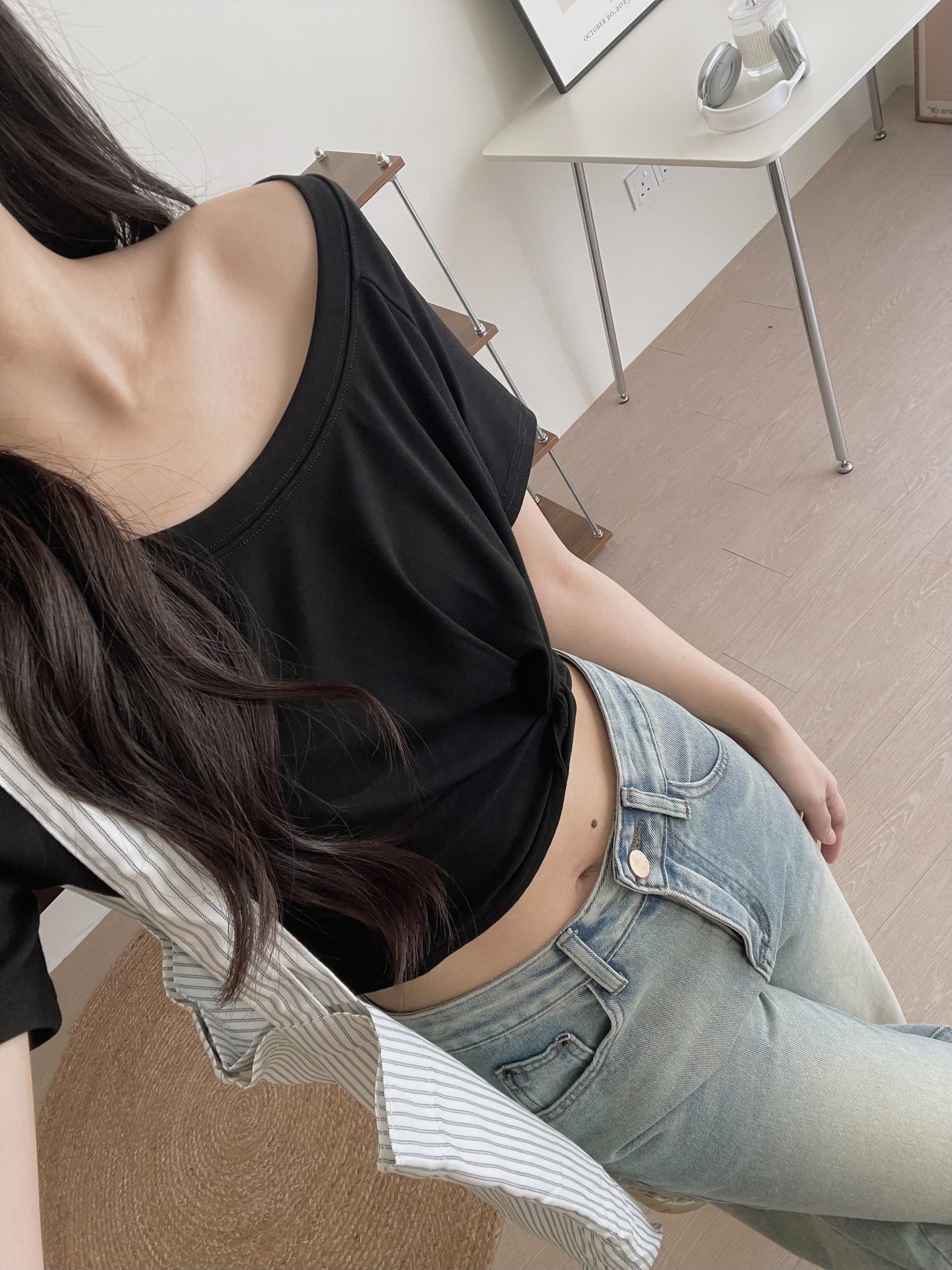 Twist Waist Crop Top / 收腰拧结两穿短T恤