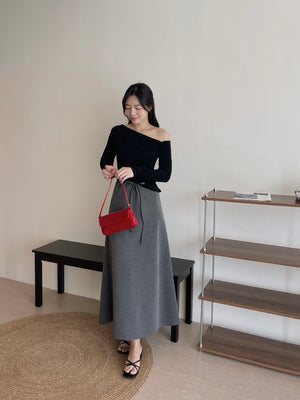 Tie-Waist Aline Midi Skirt / 系带垂坠感宽摆半身裙