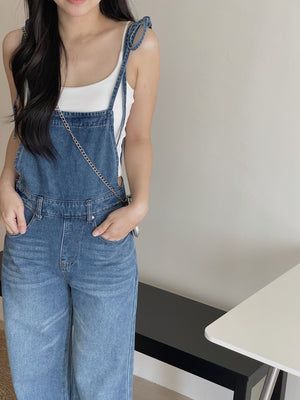 Tie Strap Denim Dungaree / 牛仔系肩带复古背带裤