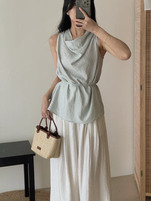 Modern Cowl Neck Top / 通勤荡领韩系小衫