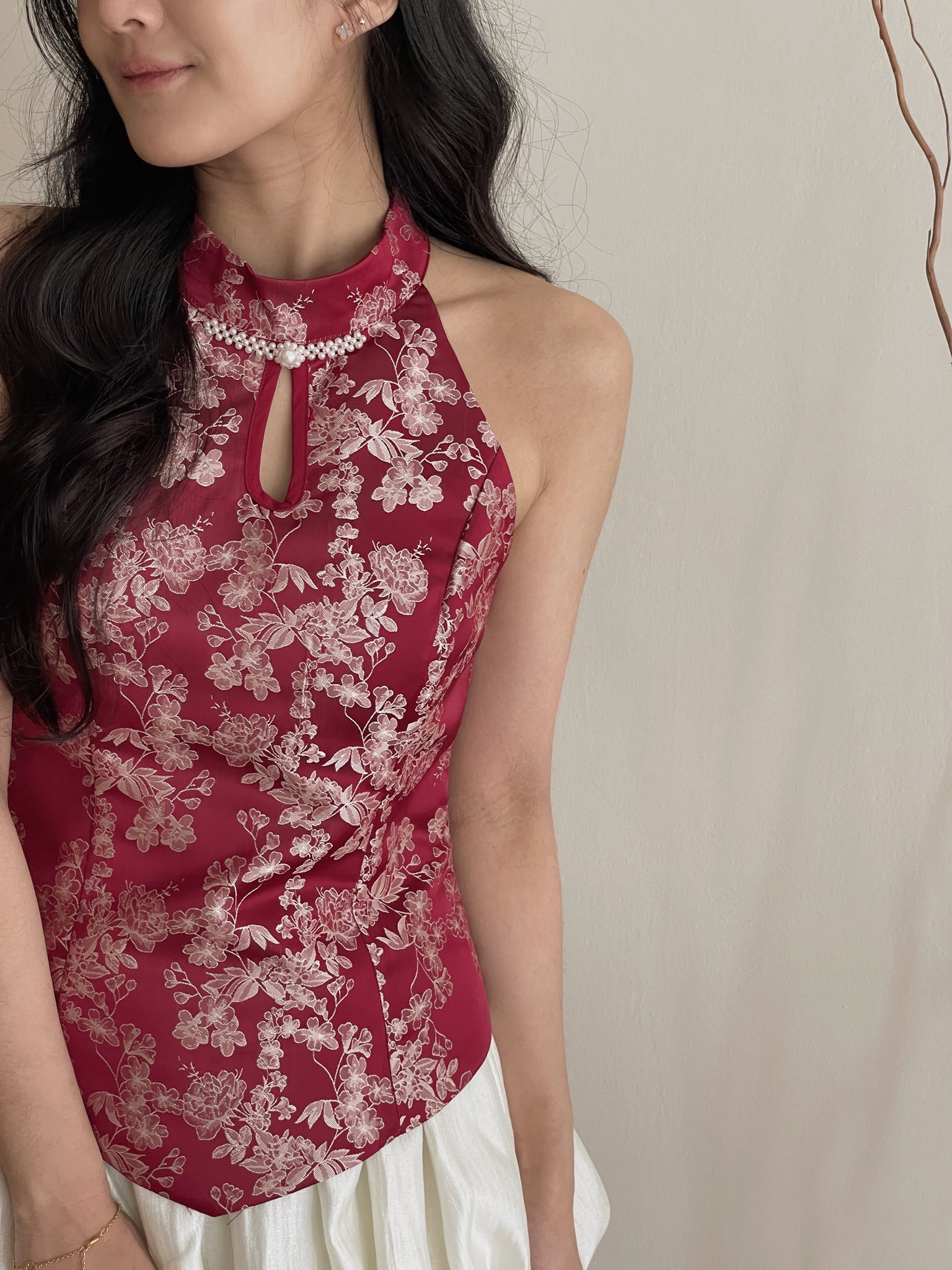 Moonlit Bloom Satin Top / 玉兰映月-高雅光泽锦缎旗袍上衣