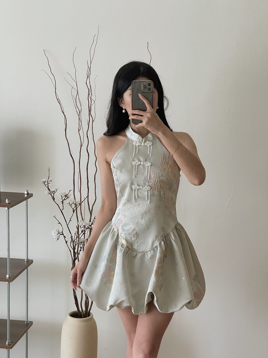 Petal Silhouette Charm Jumpsuit Dress / 【花影娇姿】挂脖花苞连体裙