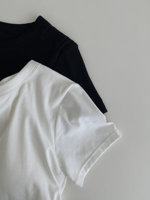 Plain Fit Padding Crop Tee / 纯色修身胸垫短T恤