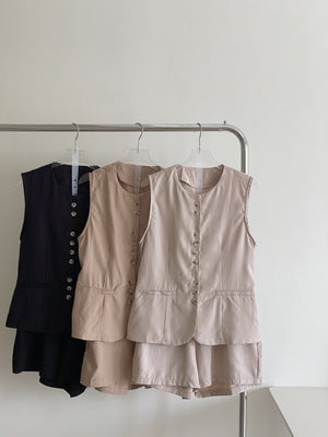 Casual Vest Set / 琥珀排扣休闲套装