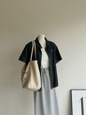 Ribbon Embroidered Outer Shirt / 刺绣软牛仔衬衣