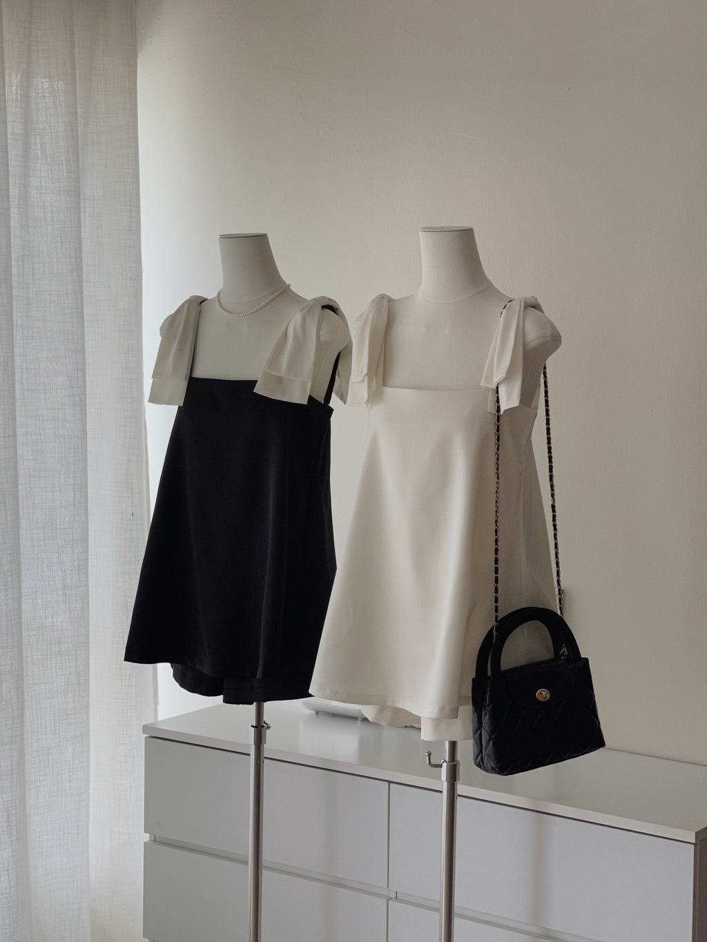 Elegant Satin Bow Set / 名媛气质蝴蝶结缎料套装