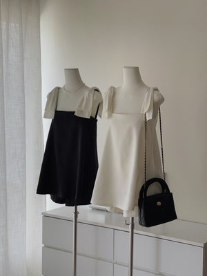Elegant Satin Bow Set / 名媛气质蝴蝶结缎料套装