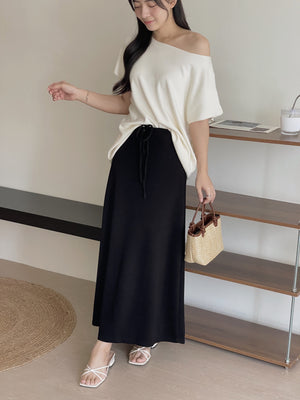 Tie-Waist Aline Midi Skirt / 系带垂坠感宽摆半身裙