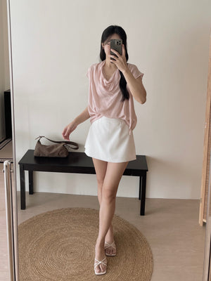 Chiffon Draped Neckline Blouse / 气质雪纺荡领小衫
