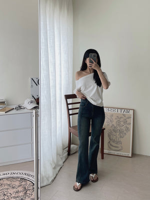 Wide Neck Simple Tee / 净色落肩T恤