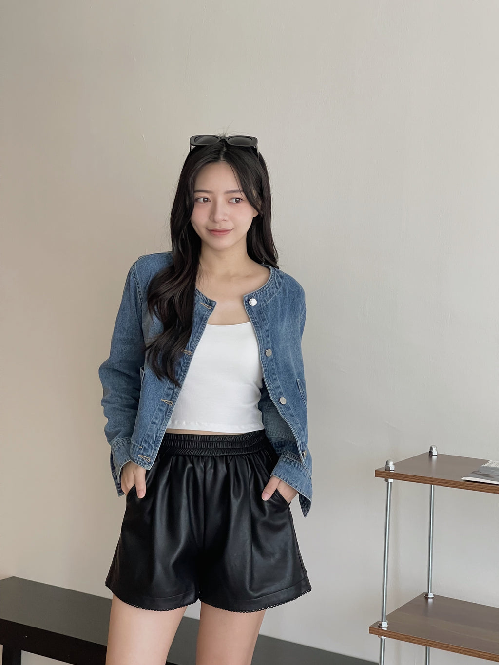 Reve Denim Outer / 复古韩版圆领牛仔外套