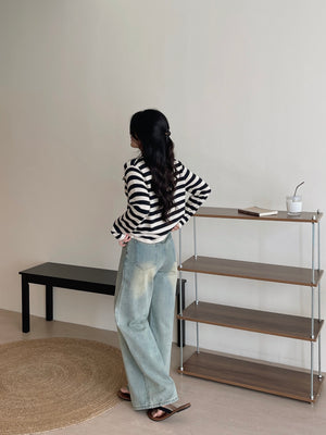 Unnie Style Stripes Cardigan / 韩系软糯条纹开衫