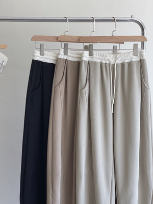 Spliced Waist Lounge Pants / 慵懒撞色拼接弯刀裤