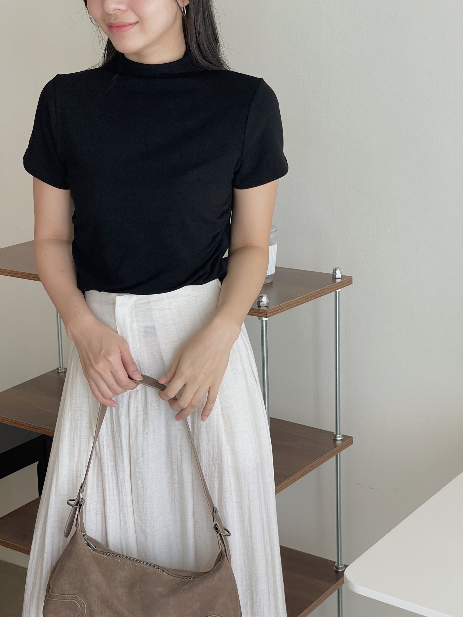 Pendant Mock Neck Top / 小吊坠半高领打底上衣