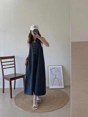 Anaya Denim Dress / 系带牛仔吊带长裙