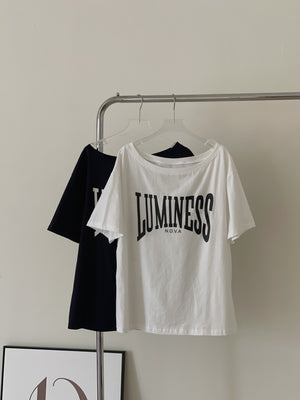 Letters Drop Shoulder Tee / 字母宽领落肩T恤