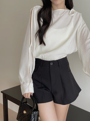 Luminous Chiffon Blouse / 柔光漫纱镂空遮肉小衫
