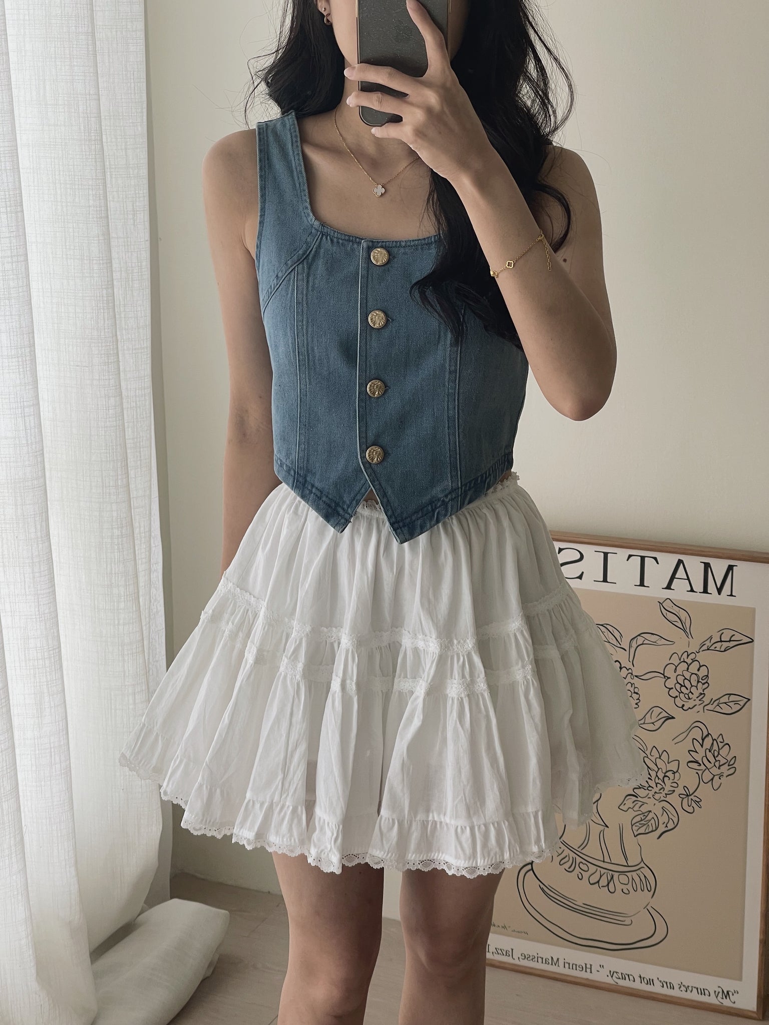 Denim Gold Button Top / 小香牛仔金扣上衣