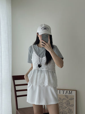 Casual Mini Embroidered Skirt / 休闲卫衣棉短裙
