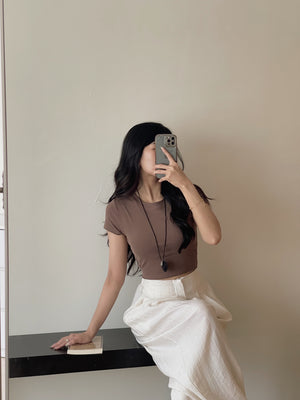 Crop Tee With Removable Pad / 短款T恤自带可拆卸乳胶垫