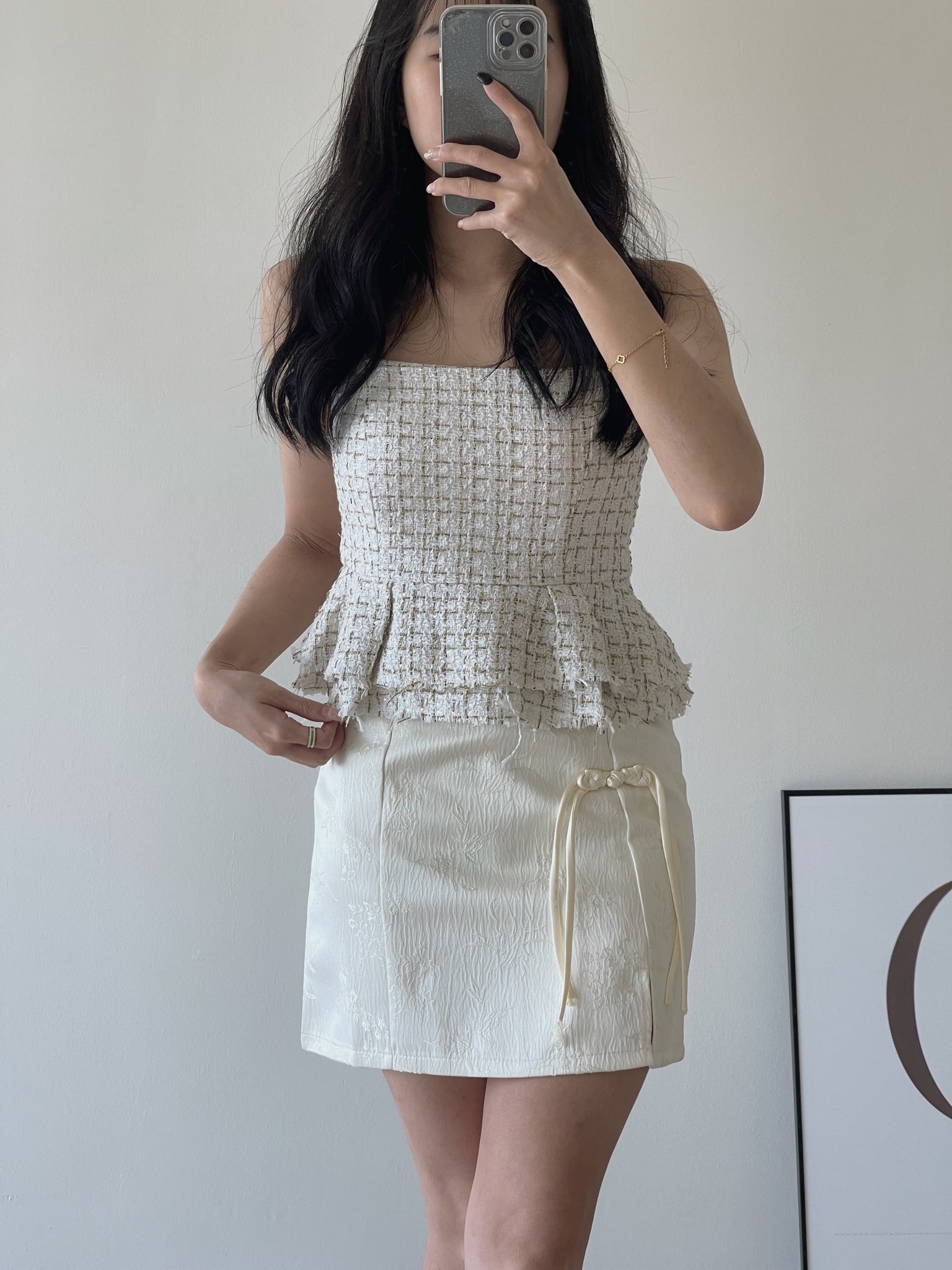 Chinese Buckle Skirt / 编织盘扣提花短裙