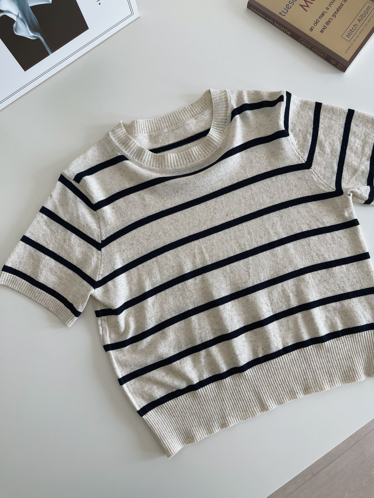 Stripes Knit Tee / 针织条纹圆领衣