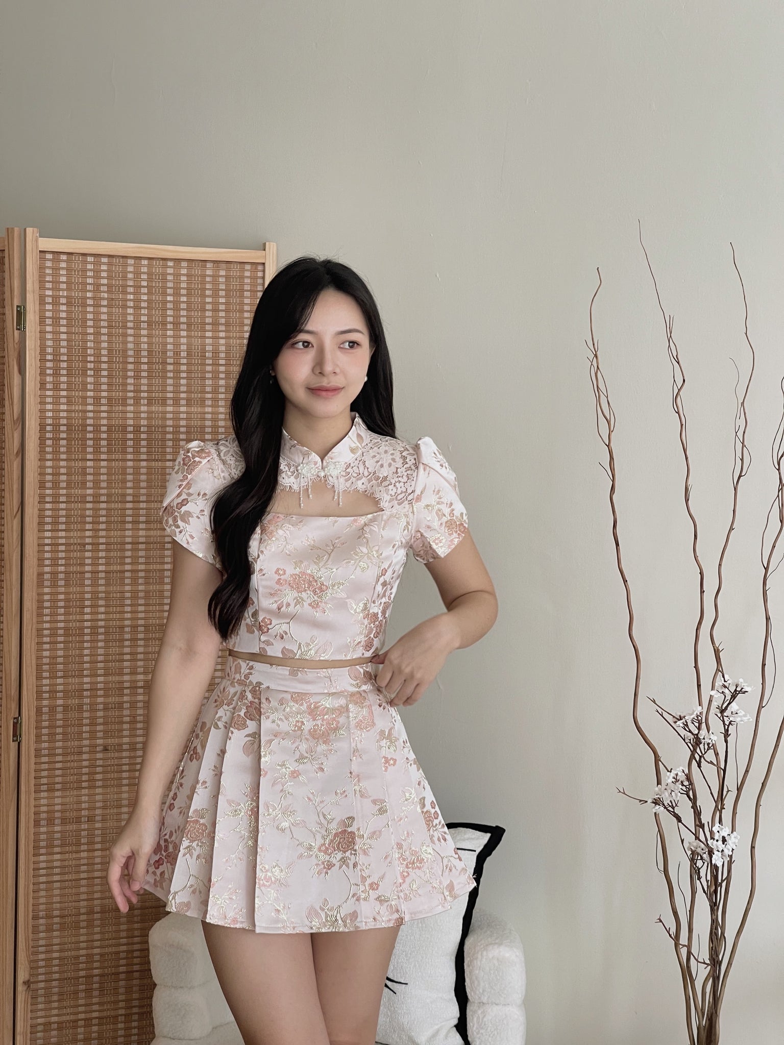 Brocade Spliced Lace Set / 【绣蕊锦裳】拼接蕾丝百褶裙套装