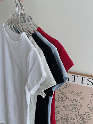 Basic Cotton Tee / 纯色基础棉质修身T恤