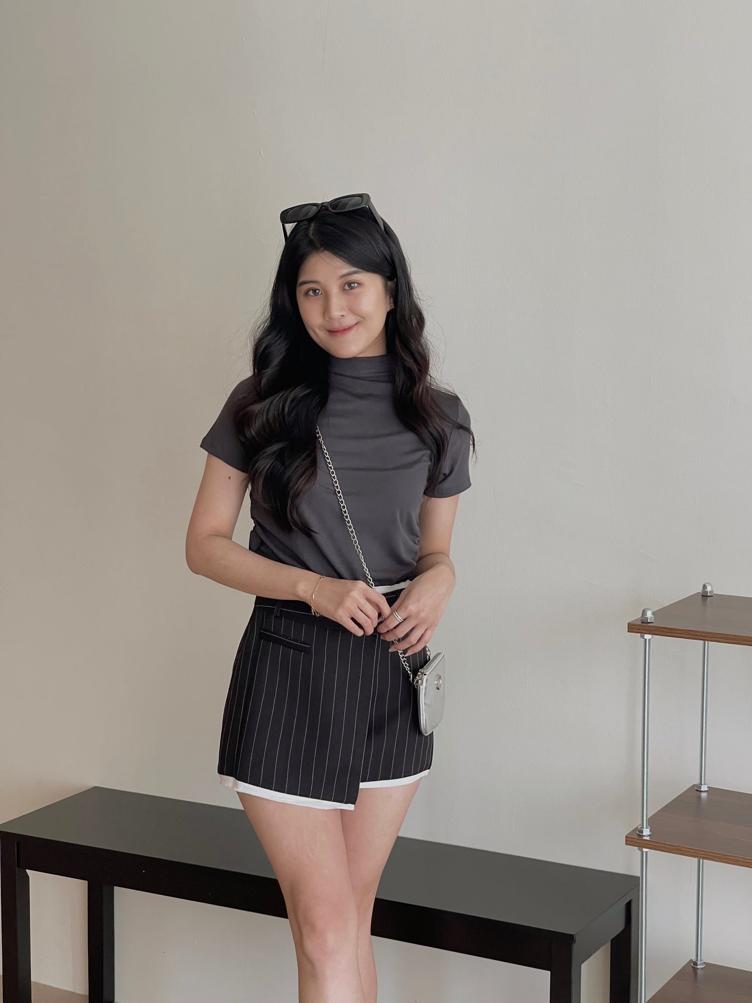 Pendant Mock Neck Top / 小吊坠半高领打底上衣