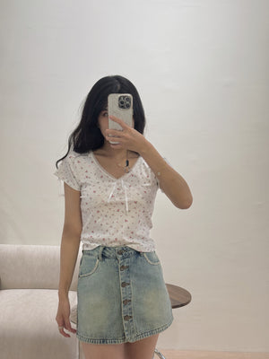 Floral Vneck Top / 小碎花尖领上衣