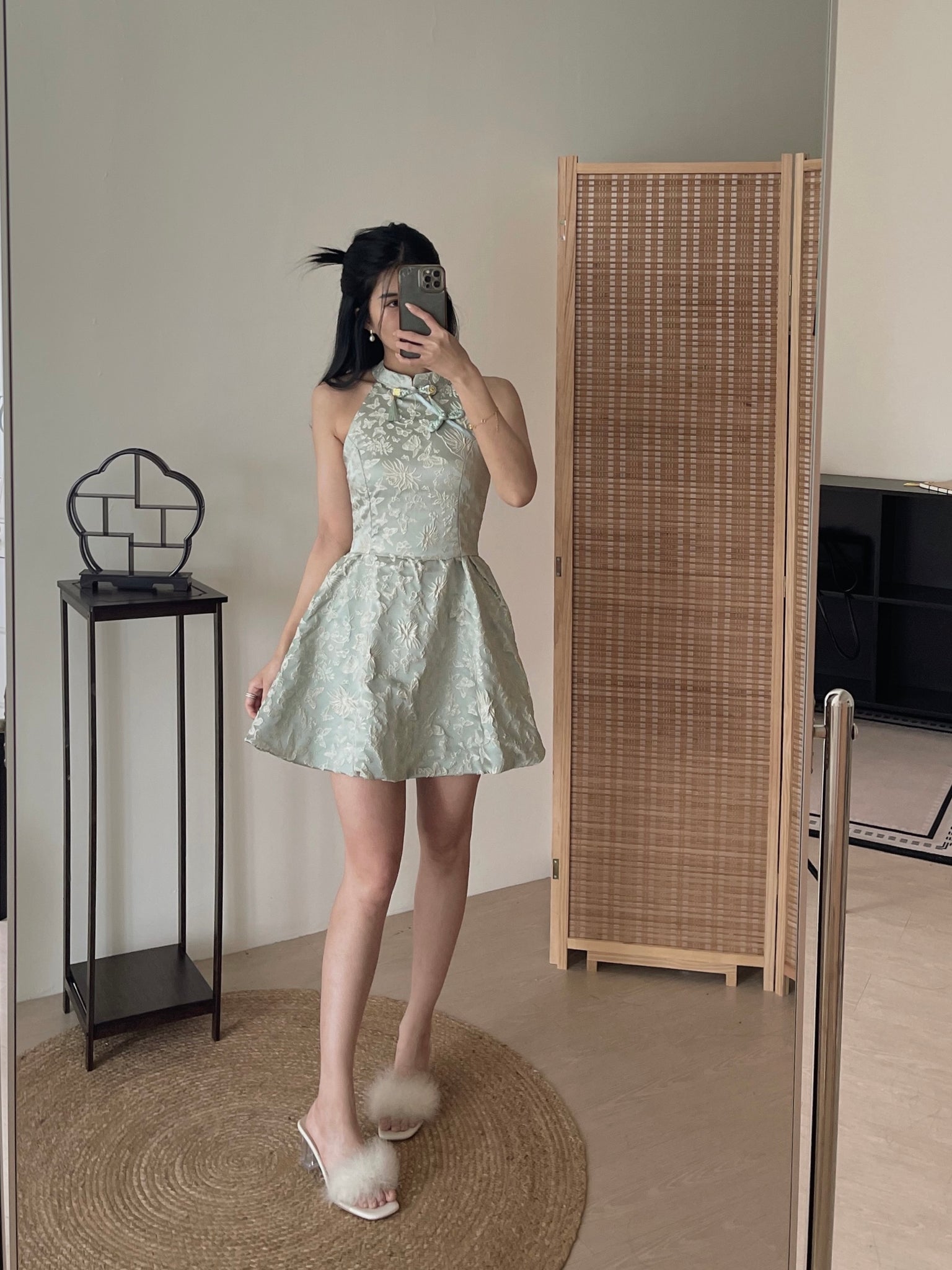 Carlin Emboss Jacquard Jumpsuit Dress / 【花影仙蝶】浮雕提花连体旗袍