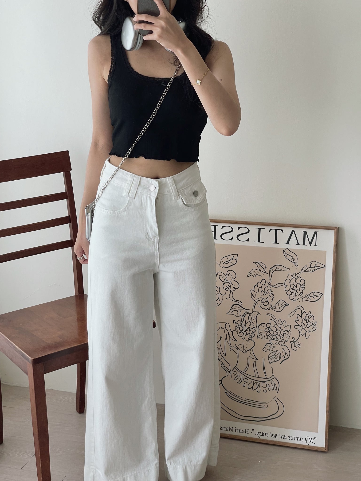 Lace Edge Padded Crop Top / 带胸垫遮副乳蕾丝短背心