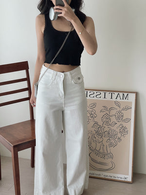 Lace Edge Padded Crop Top / 带胸垫遮副乳蕾丝短背心