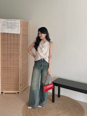Modern Cowl Neck Top / 通勤荡领韩系小衫