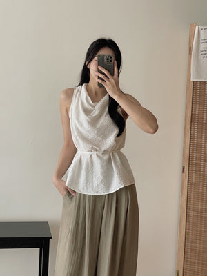 Modern Cowl Neck Top / 通勤荡领韩系小衫