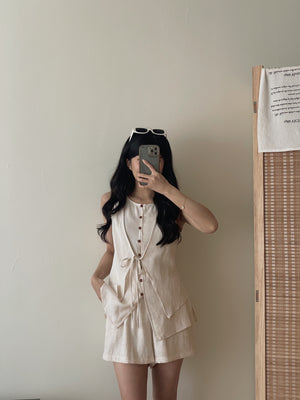 Estelle Linen Set / 老钱风假两件亚麻套装