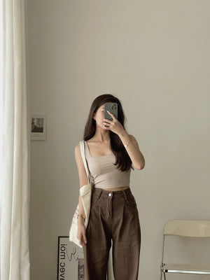 Square Neck Padded Tank Top / 方领胸垫背