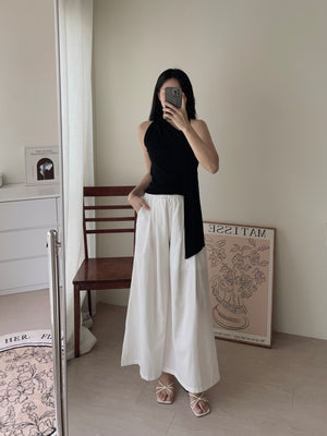 Neck Tie Single Shoulder Top / 围脖带单肩上衣