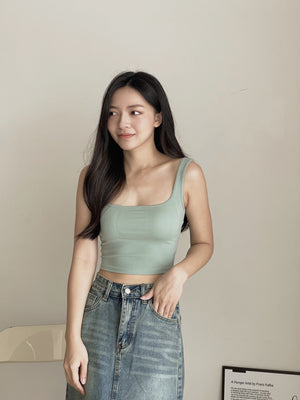 Square Neck Padded Tank Top / 方领胸垫背